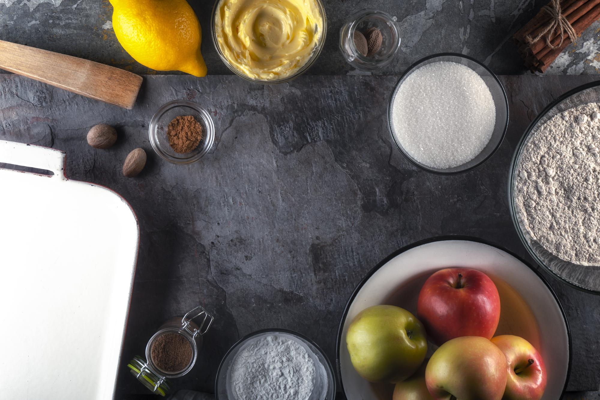 Studio kitchen with utensils and ingredients